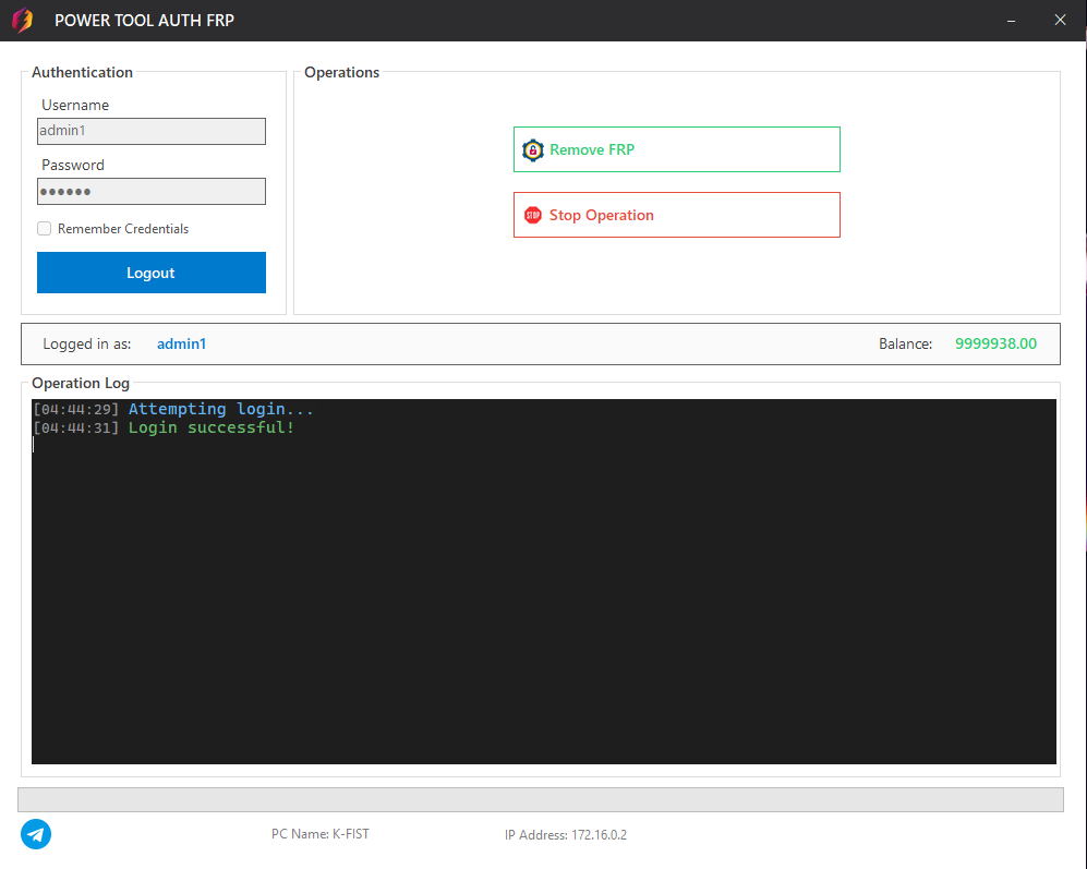 Power Tool Auth FRP Interface